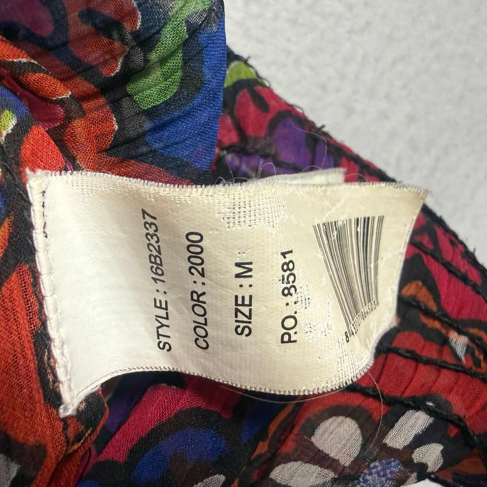 Desigual Floral Sheer Blouse Womens Size M Multicolor Chiffon Boho Graphic Art - Picture 8 of 13
